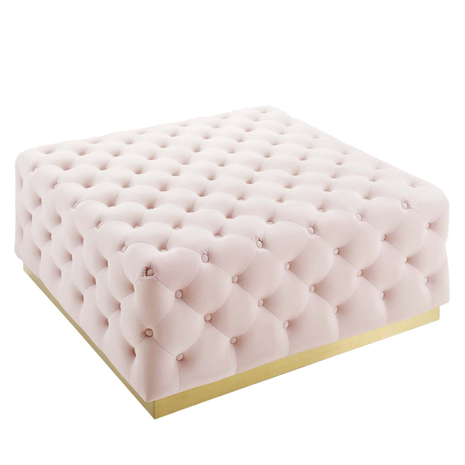 Ensconce Tufted Performance Velvet Square Ottoman.