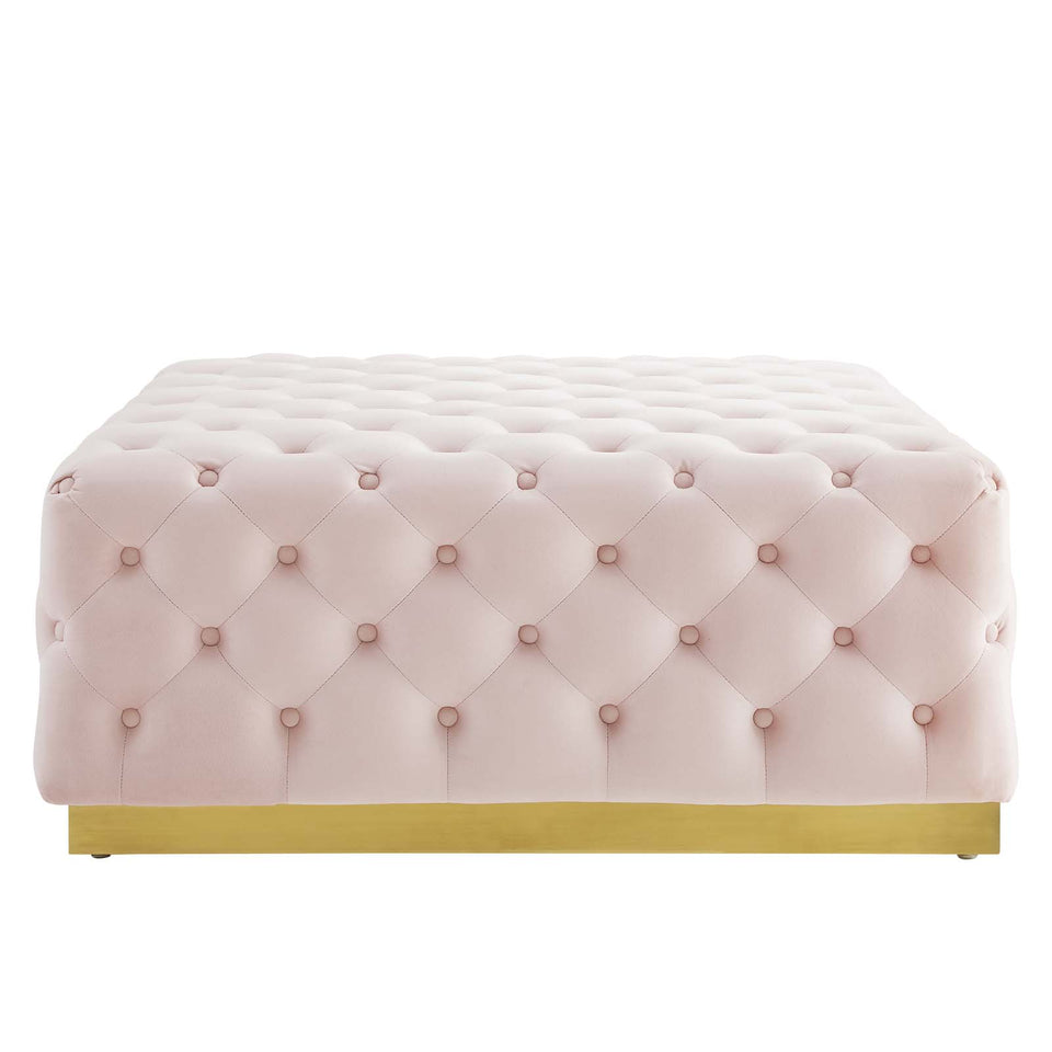 Ensconce Tufted Performance Velvet Square Ottoman.