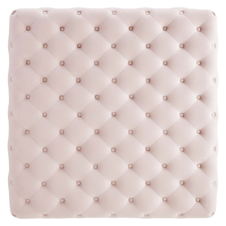 Ensconce Tufted Performance Velvet Square Ottoman.