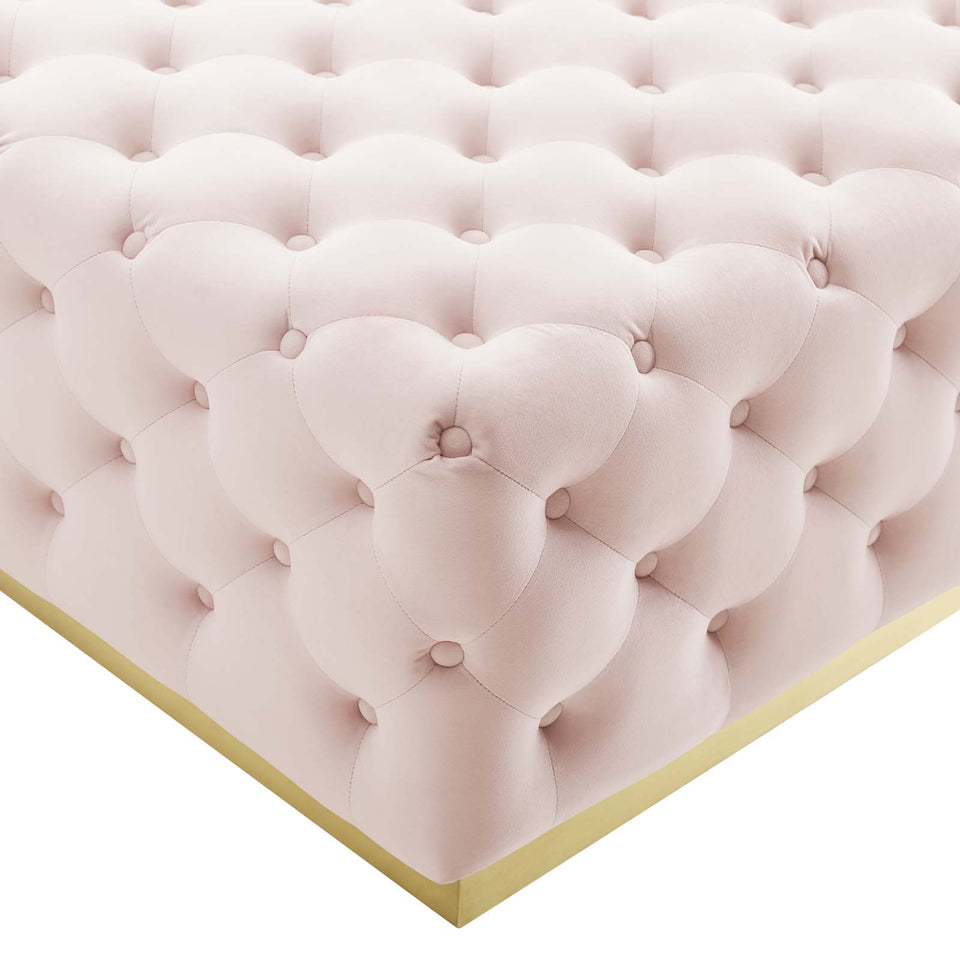 Ensconce Tufted Performance Velvet Square Ottoman.