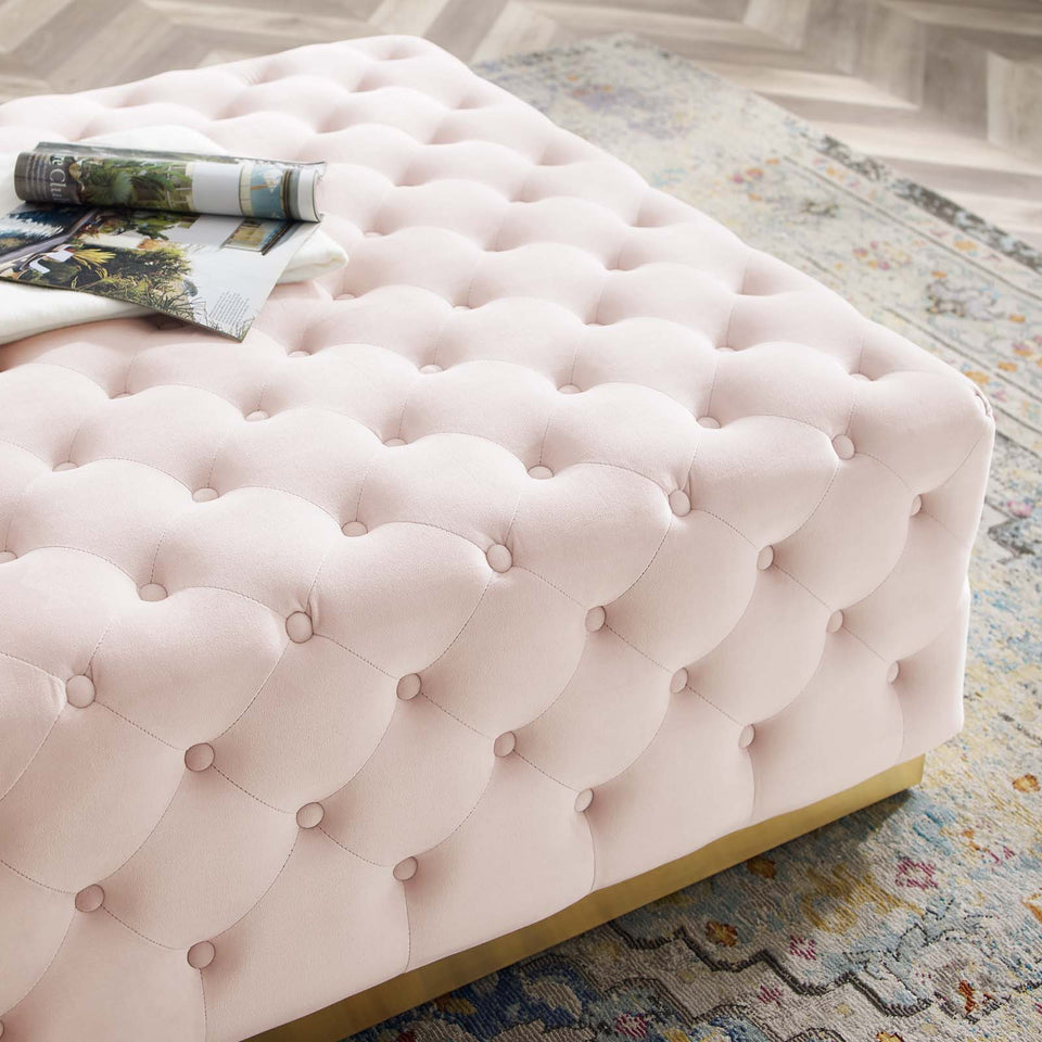 Ensconce Tufted Performance Velvet Square Ottoman.