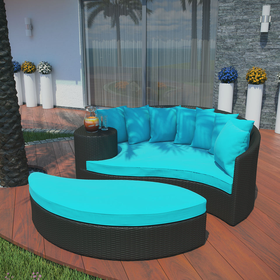 Taiji Outdoor Patio Wicker Daybed.
