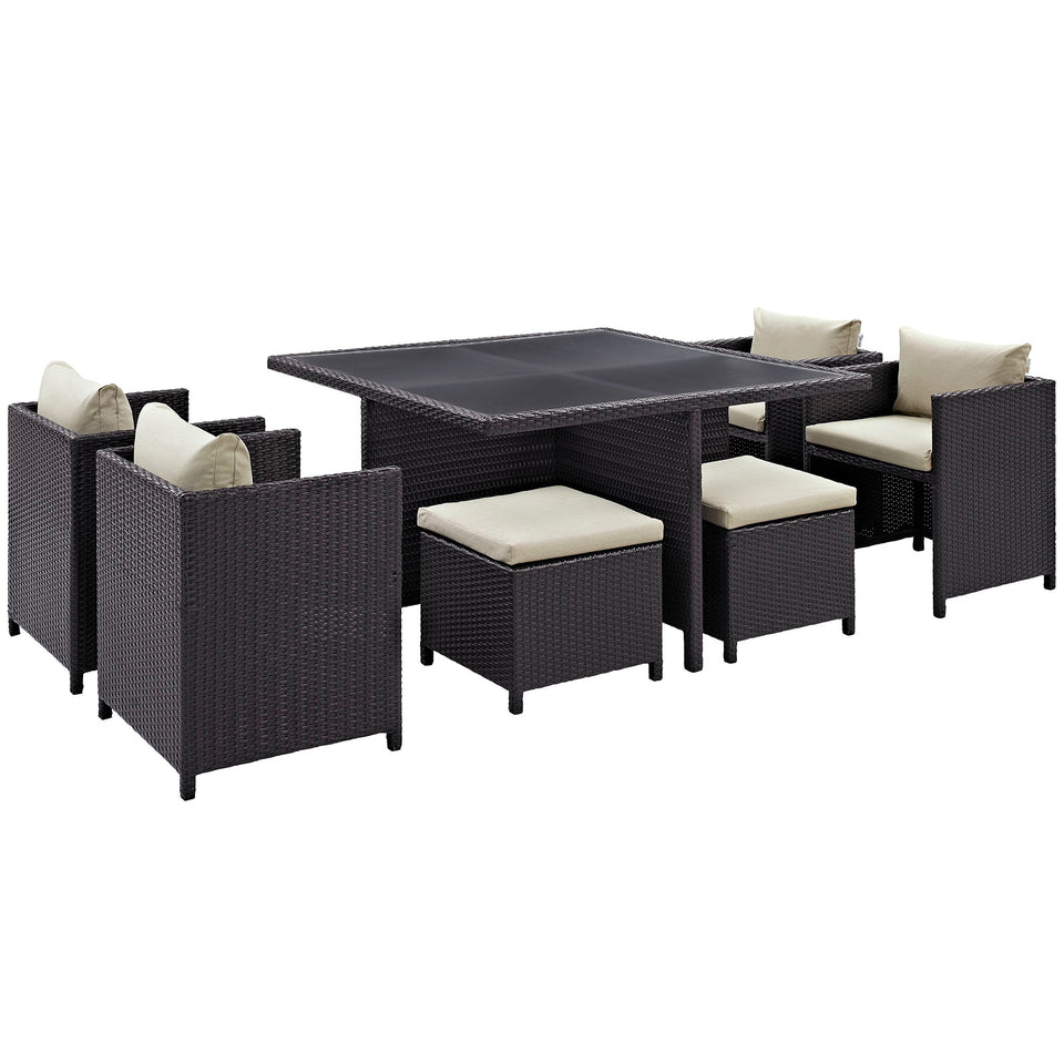 Inverse 9 Piece Outdoor Patio Dining Set.