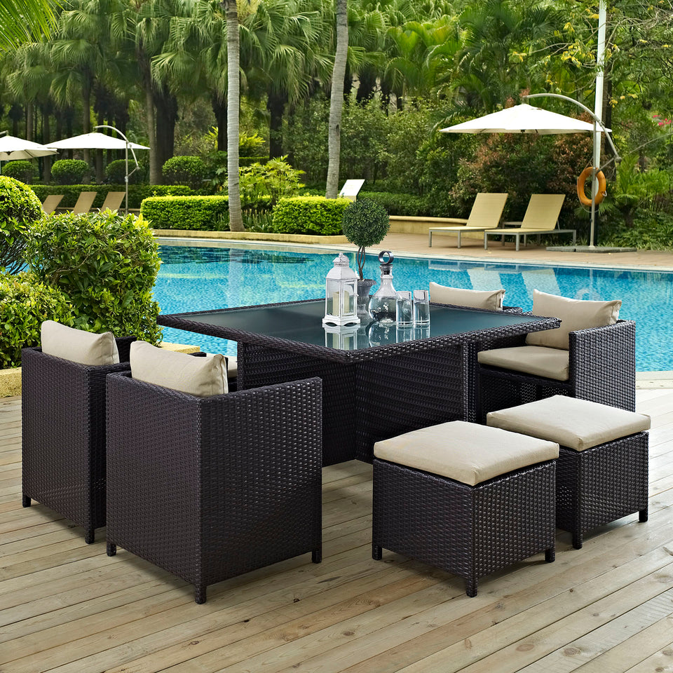 Inverse 9 Piece Outdoor Patio Dining Set.