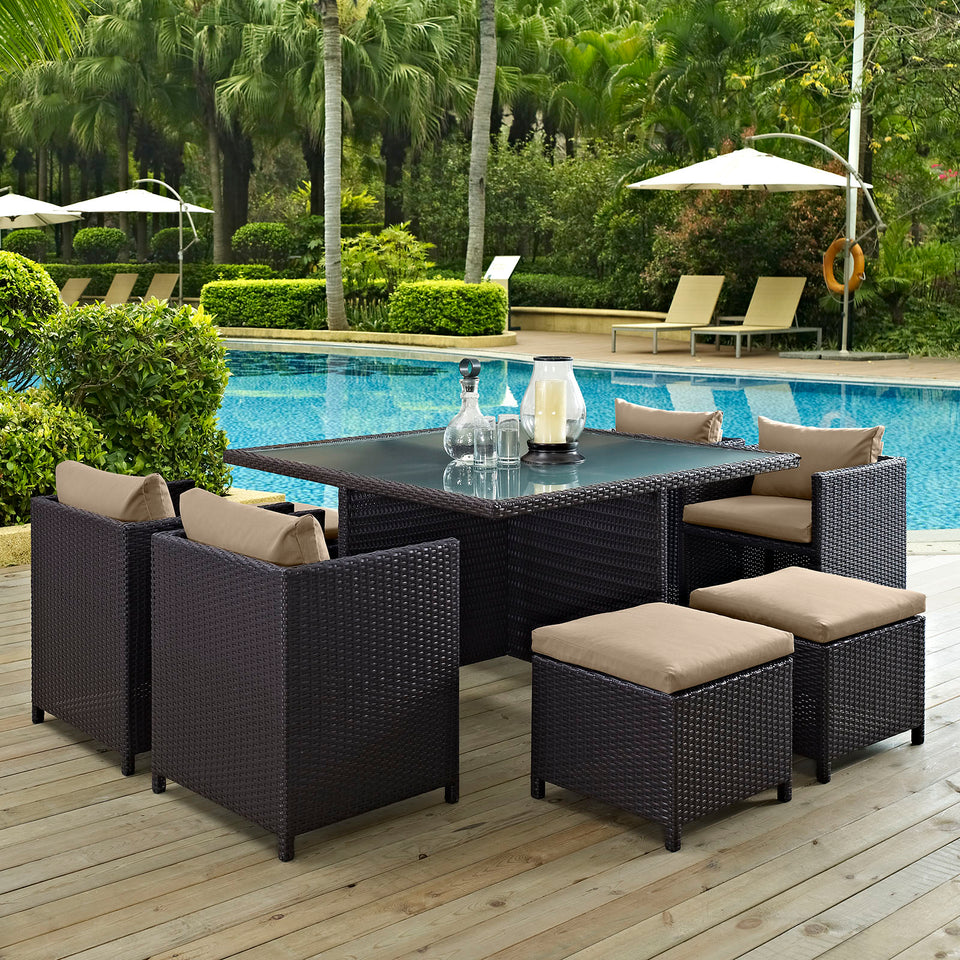 Inverse 9 Piece Outdoor Patio Dining Set.