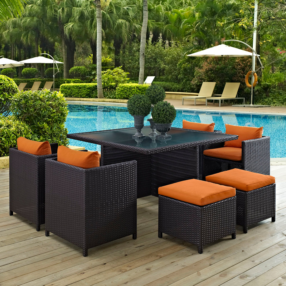 Inverse 9 Piece Outdoor Patio Dining Set.