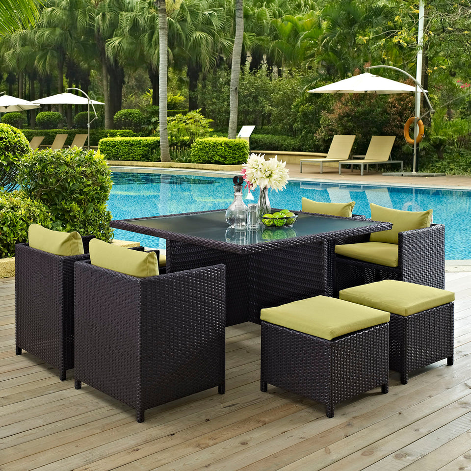 Inverse 9 Piece Outdoor Patio Dining Set.