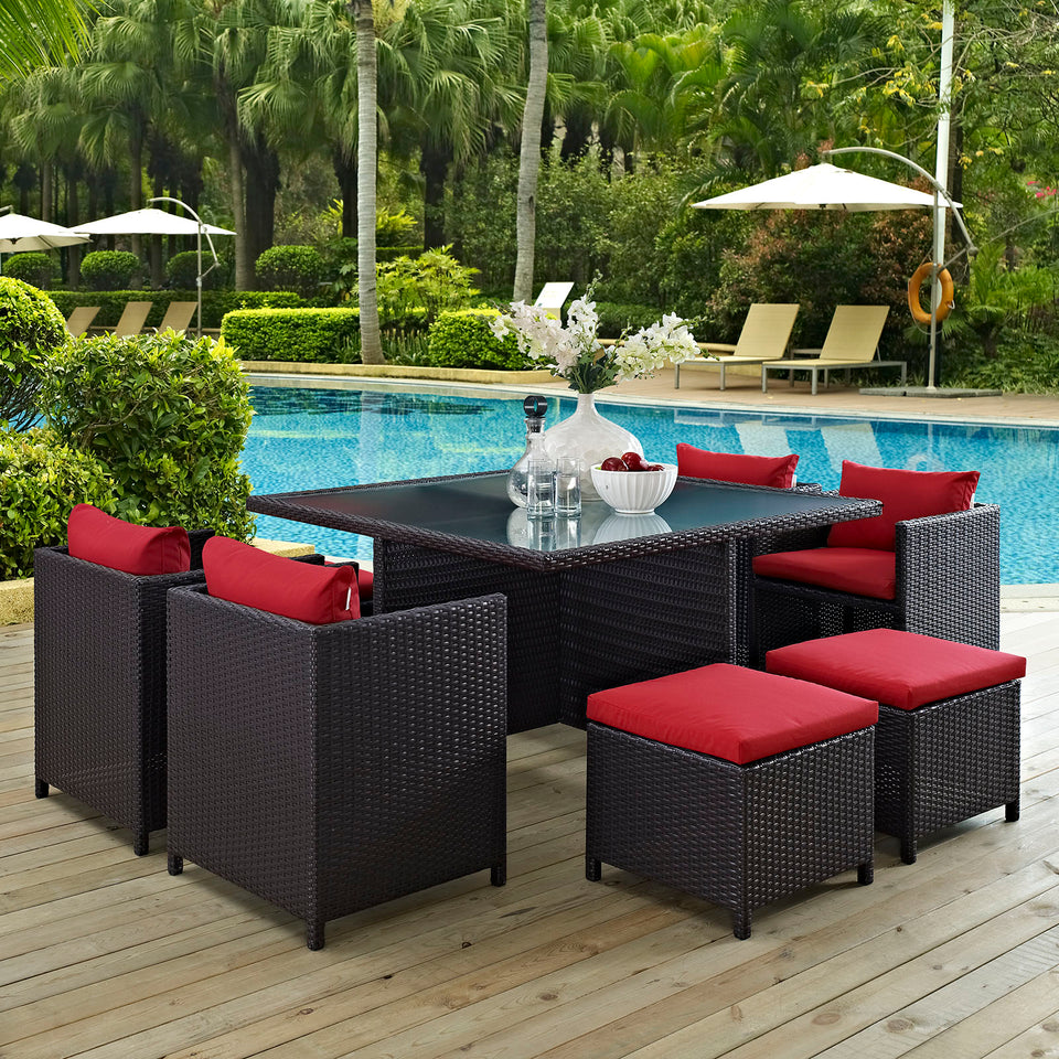 Inverse 9 Piece Outdoor Patio Dining Set.