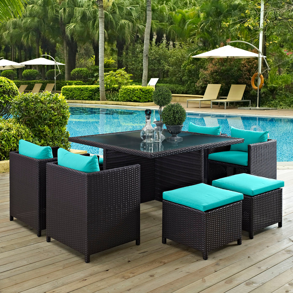 Inverse 9 Piece Outdoor Patio Dining Set.