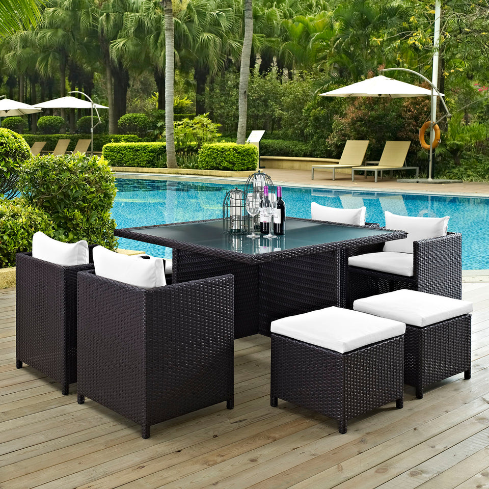 Inverse 9 Piece Outdoor Patio Dining Set.