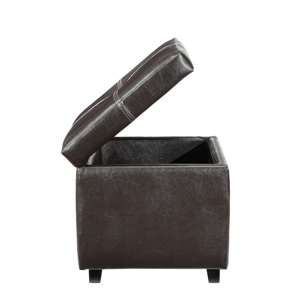 Treasure Upholstered Vinyl Ottoman in Espresso.