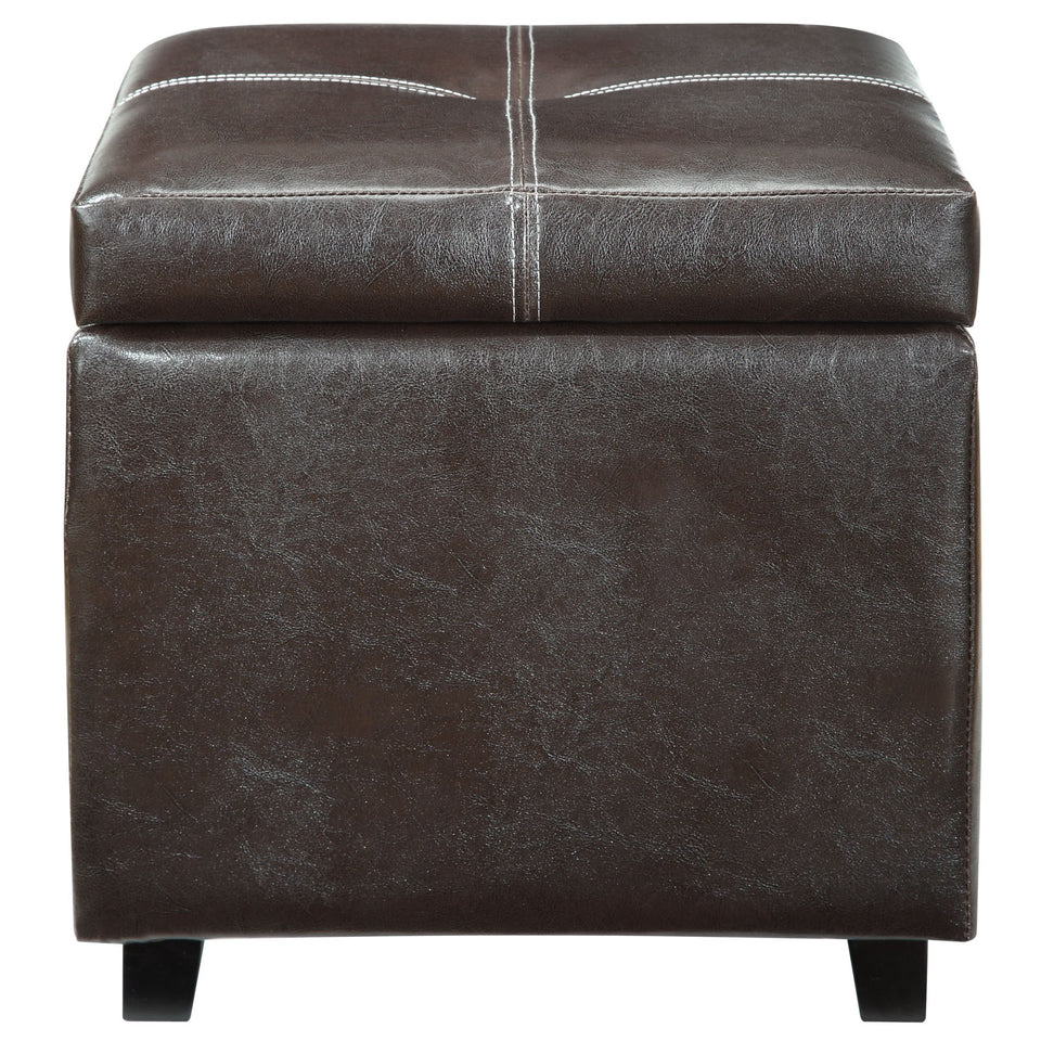 Treasure Upholstered Vinyl Ottoman in Espresso.