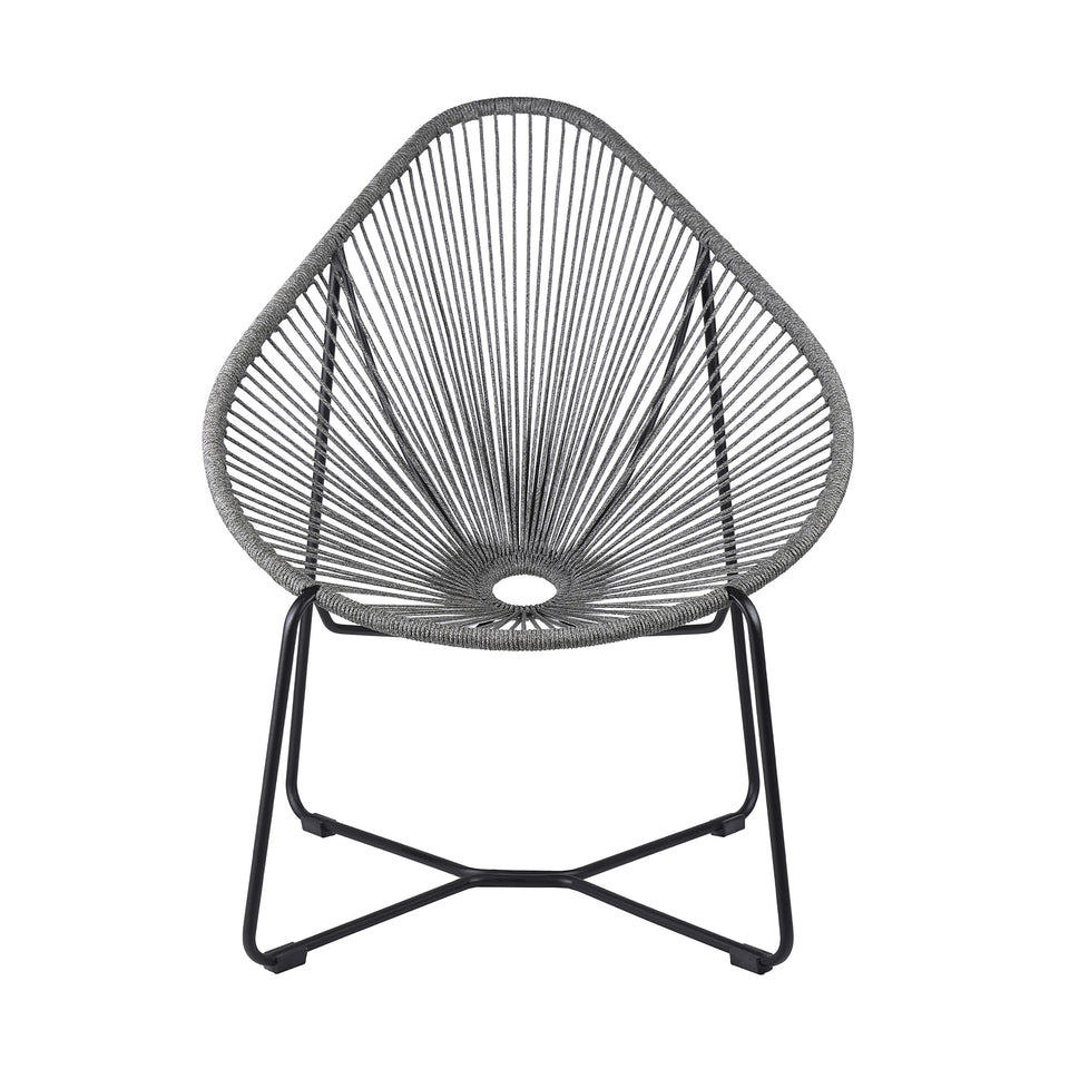 Acapulco Indoor Outdoor Steel Papasan Lounge Chair with Grey Rope