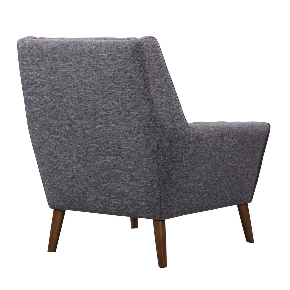 Cobra Mid-Century Modern Chair in Dark Gray Linen and Walnut Legs