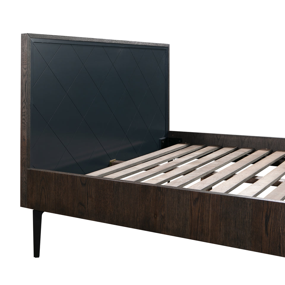 Cross Solid Oak and Metal King or Queen Platform Bed Frame