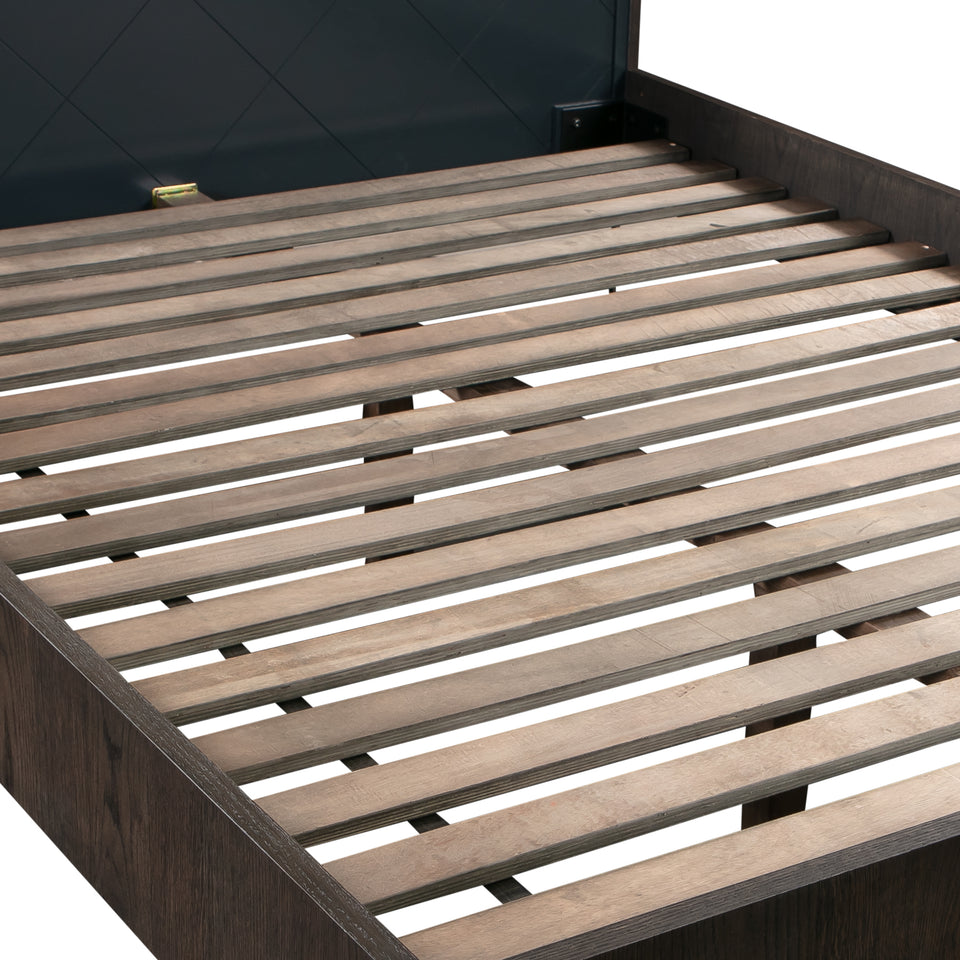 Cross Solid Oak and Metal King or Queen Platform Bed Frame