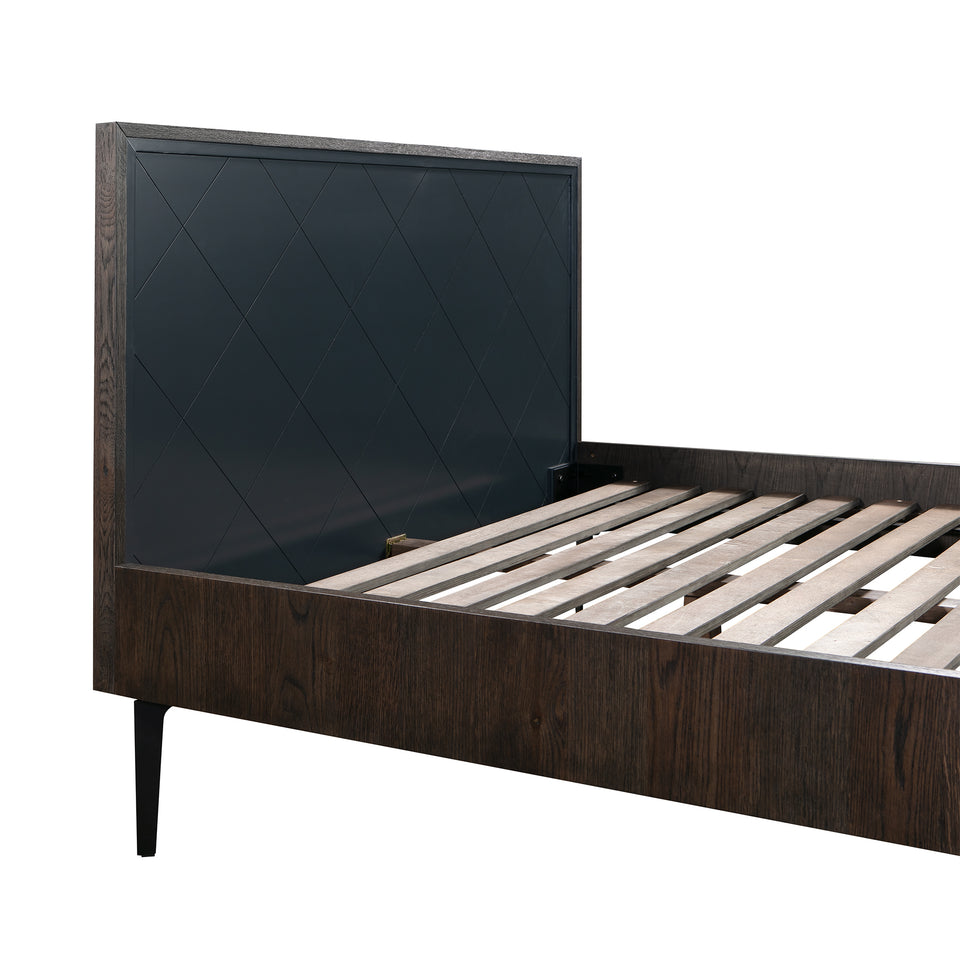 Cross Solid Oak and Metal King or Queen Platform Bed Frame