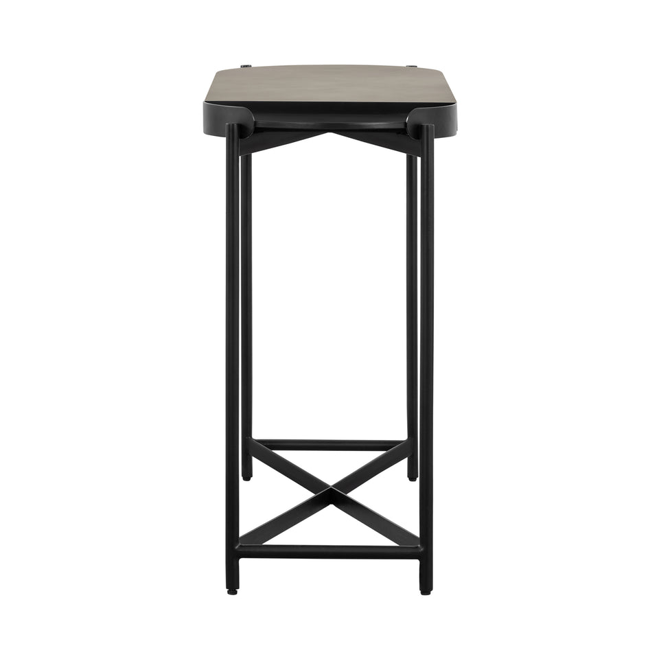 Dua Concrete and Black Metal Modern Console Table