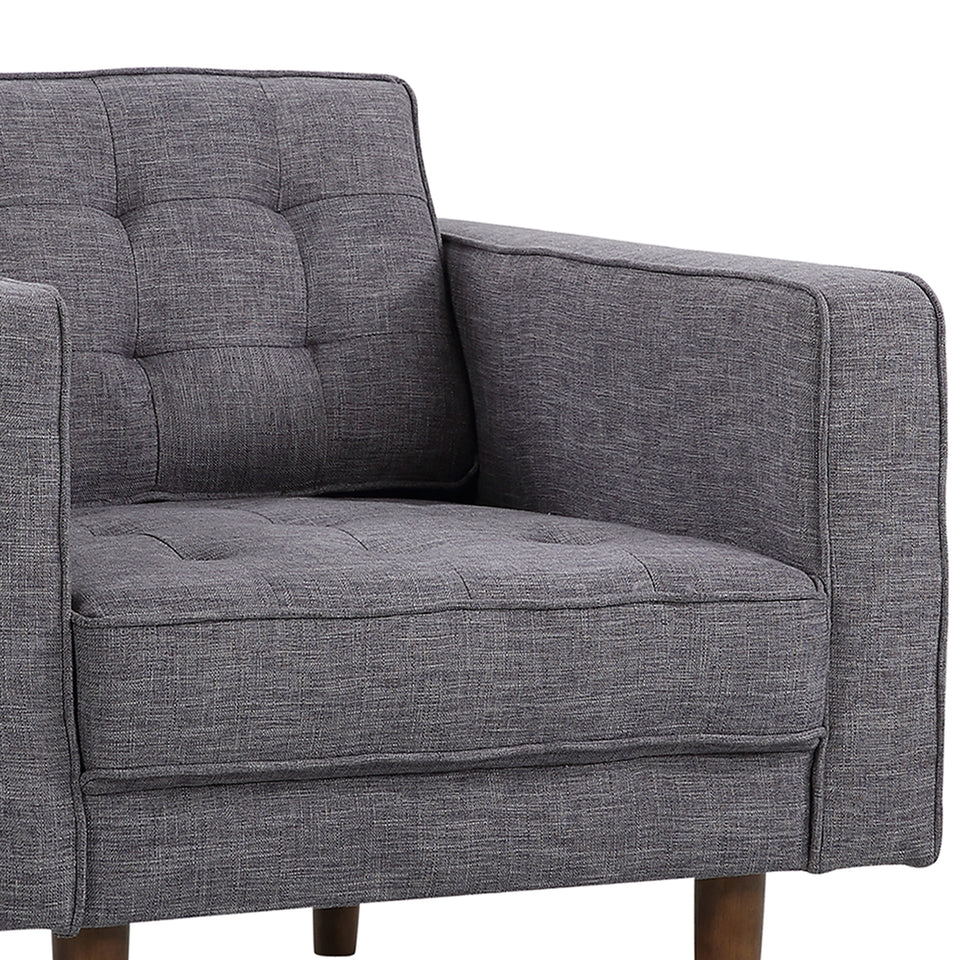 Element Mid-Century Modern Chair in Dark Gray Linen and Walnut Legs