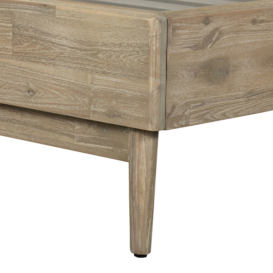 Baly Acacia Mid-Century Gray Sandblast Platform Queen Bed