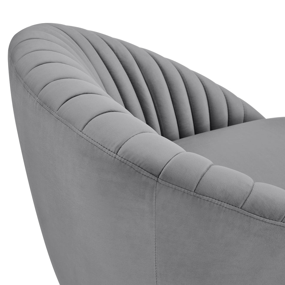 Mitzy Gray Velvet Swivel Accent Chair with Gold Base