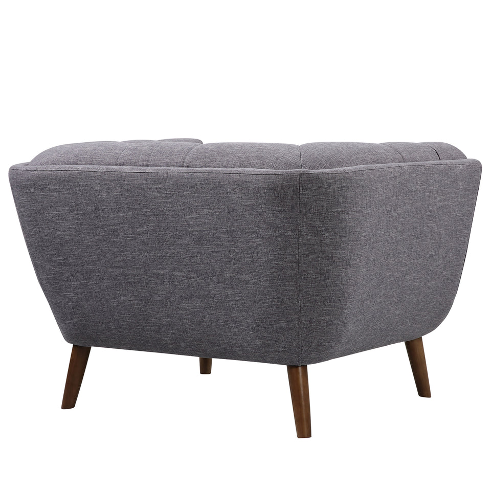Phantom Mid-Century Modern Chair in Dark Gray Linen and Walnut Legs