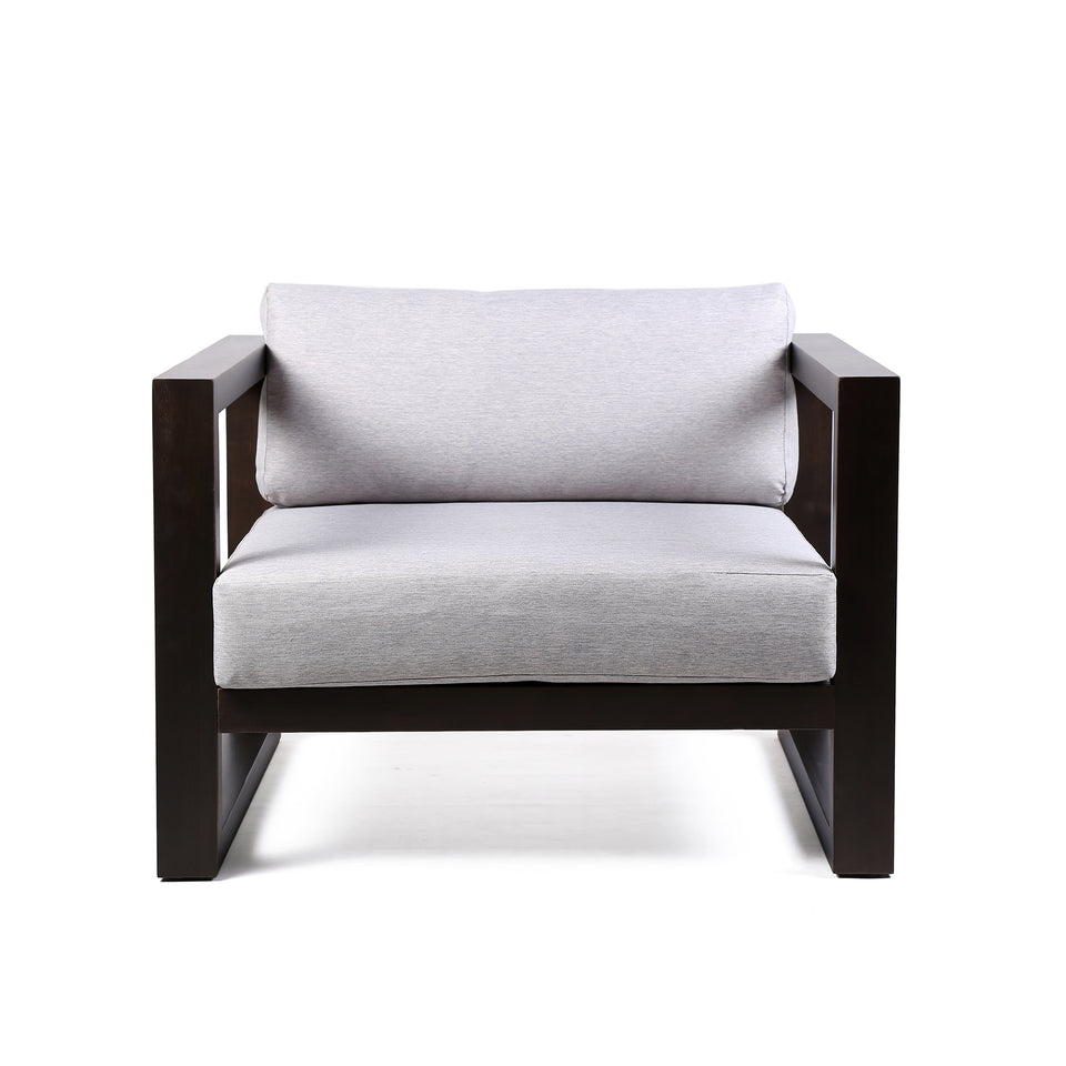 Paradise Outdoor Dark Eucalyptus Wood Lounge Chair with Grey Cushions