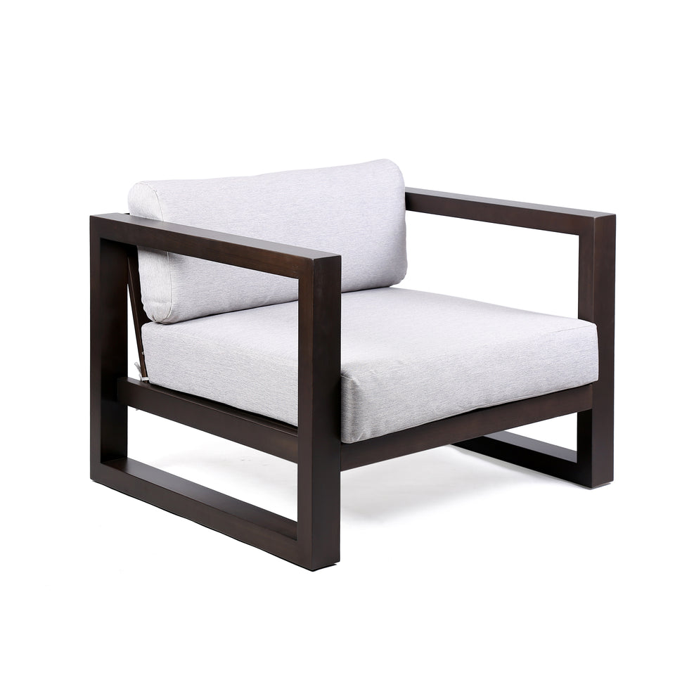 Paradise Outdoor Dark Eucalyptus Wood Lounge Chair with Grey Cushions