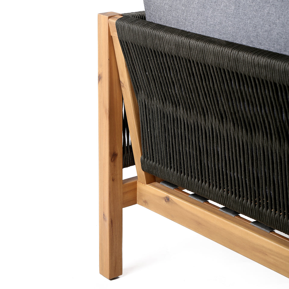 Sienna Outdoor Eucalyptus Lounge Chair in Teak Finish with Grey Cushions