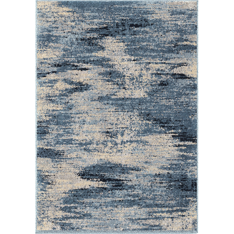 Spartan Contemporary 5x8 Area Rug in Cream/Blue