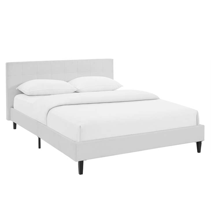 LINNEA FULL FAUX LEATHER BED IN WHITE.