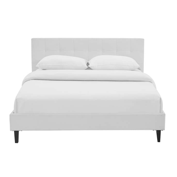 LINNEA FULL FAUX LEATHER BED IN WHITE.