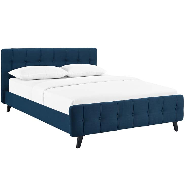 OPHELIA QUEEN FABRIC BED IN AZURE.