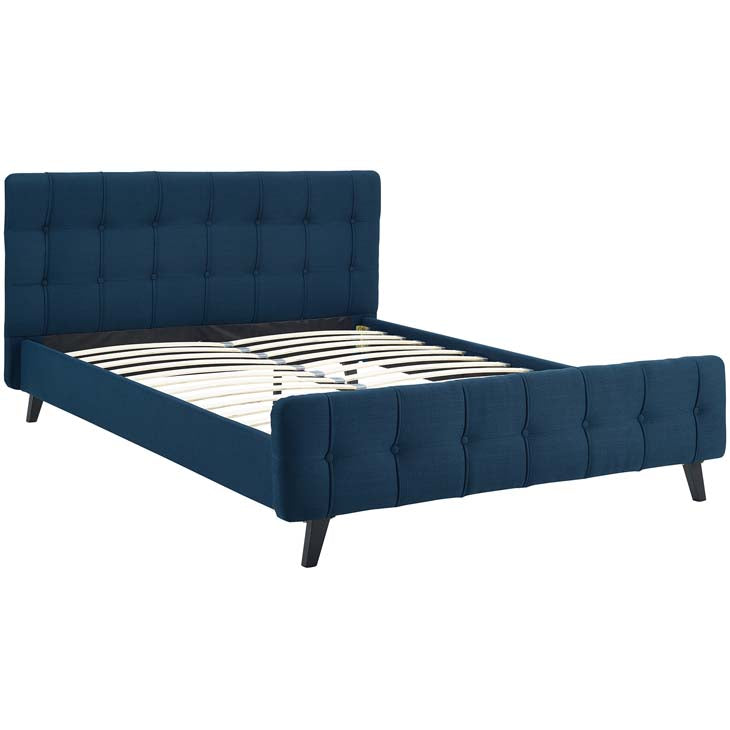 OPHELIA QUEEN FABRIC BED IN AZURE.