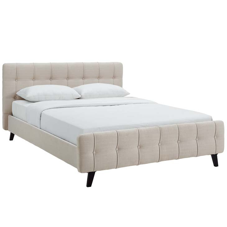 OPHELIA QUEEN FABRIC BED IN BEIGE.