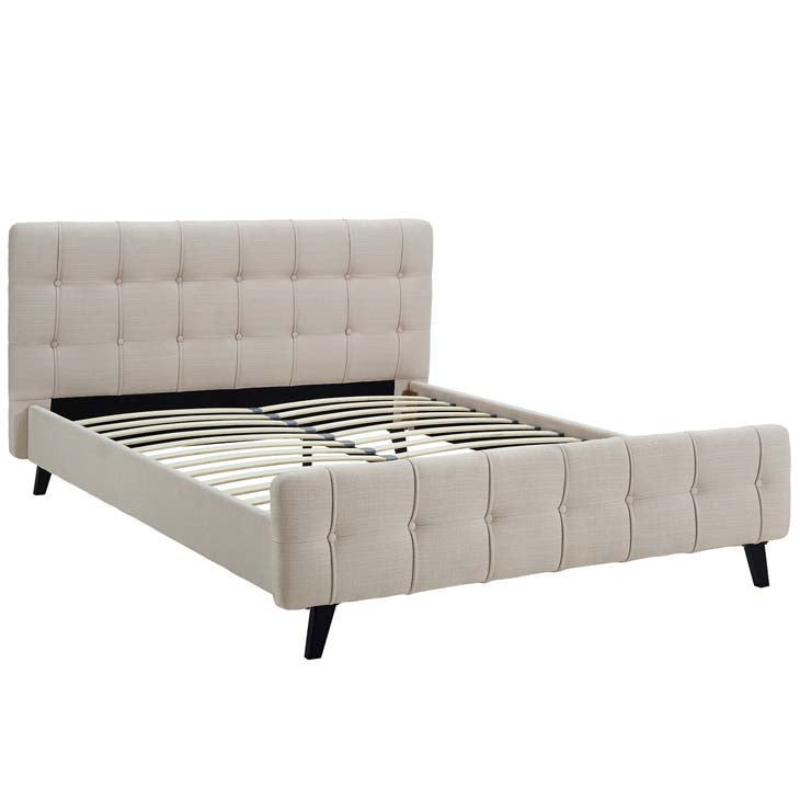 OPHELIA QUEEN FABRIC BED IN BEIGE.