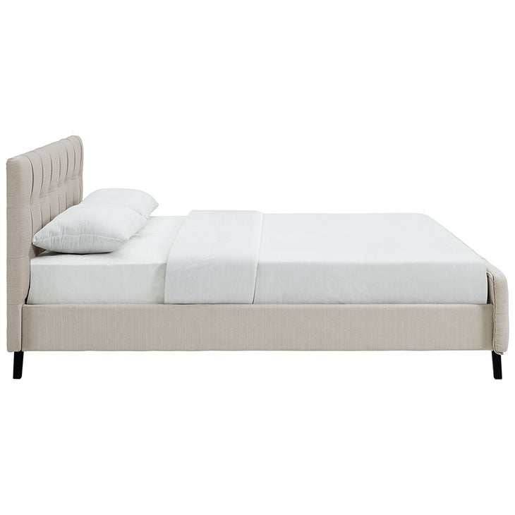 OPHELIA QUEEN FABRIC BED IN BEIGE.