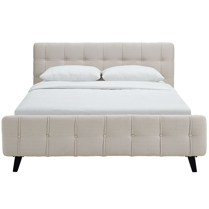 OPHELIA QUEEN FABRIC BED IN BEIGE.