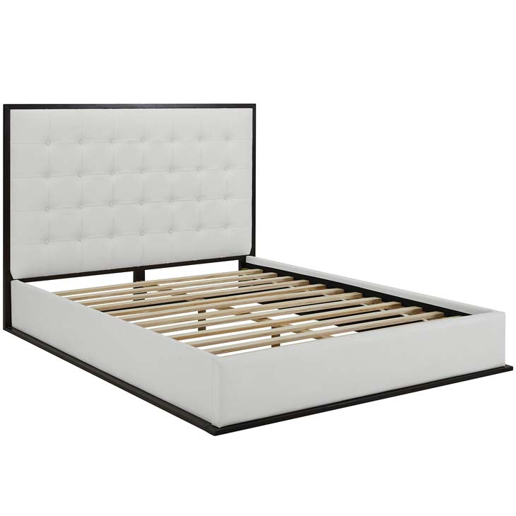 MADELINE QUEEN VINYL BED FRAME IN CAPPUCCINO.