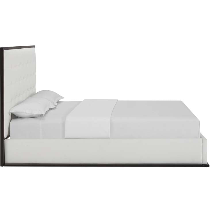 MADELINE QUEEN VINYL BED FRAME IN CAPPUCCINO.