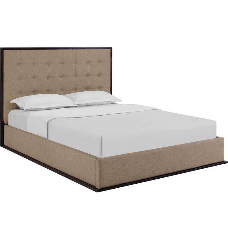 MADELINE QUEEN UPHOLSTERED FABRIC BED.