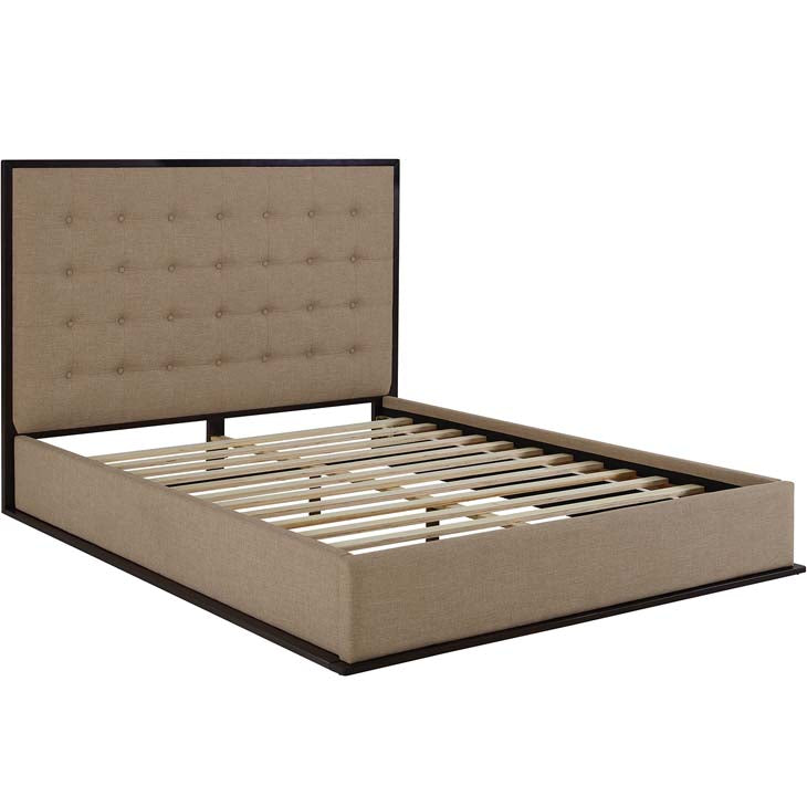 MADELINE QUEEN UPHOLSTERED FABRIC BED.