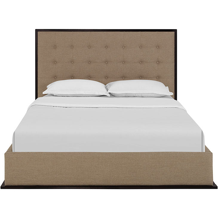 MADELINE QUEEN UPHOLSTERED FABRIC BED.