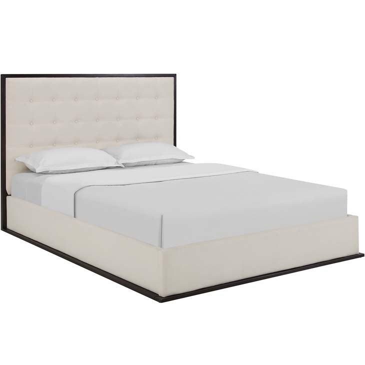 MADELINE QUEEN UPHOLSTERED FABRIC BED.