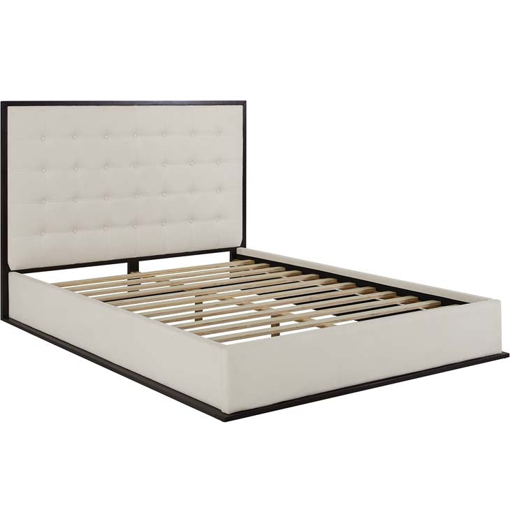 MADELINE QUEEN UPHOLSTERED FABRIC BED.
