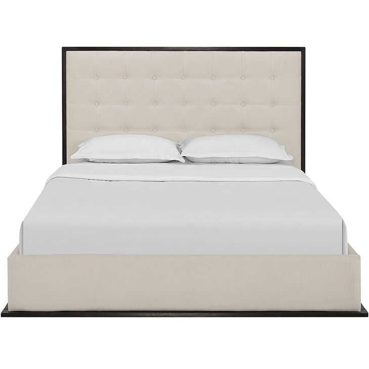 MADELINE QUEEN UPHOLSTERED FABRIC BED.