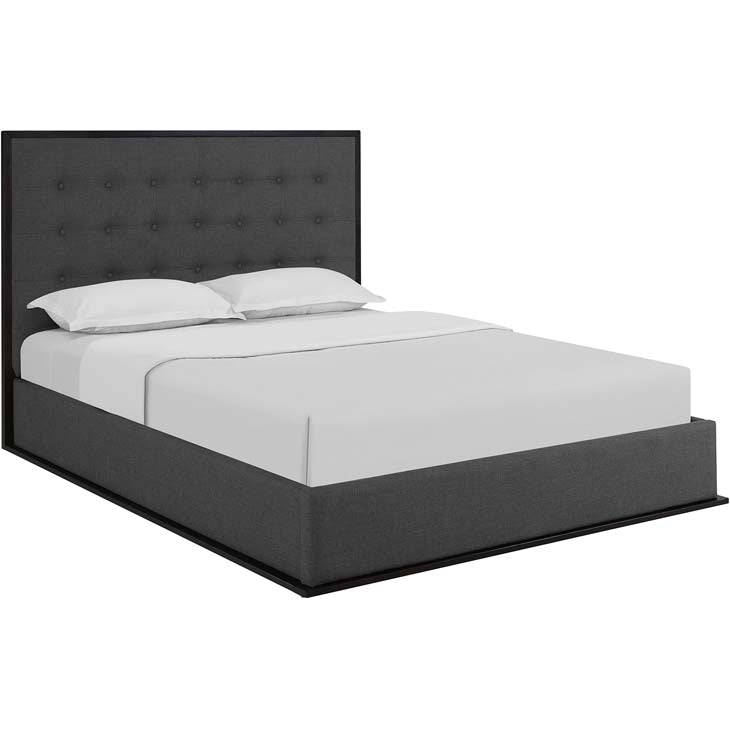 MADELINE QUEEN UPHOLSTERED FABRIC BED.
