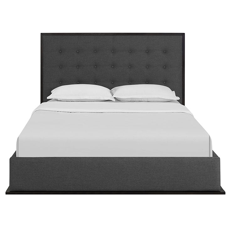 MADELINE QUEEN UPHOLSTERED FABRIC BED.