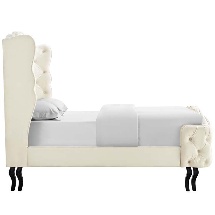 Violette Queen Tufted Wingback Performance Velvet Platform Bed.