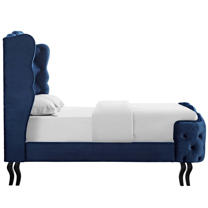 Violette Queen Tufted Wingback Performance Velvet Platform Bed.